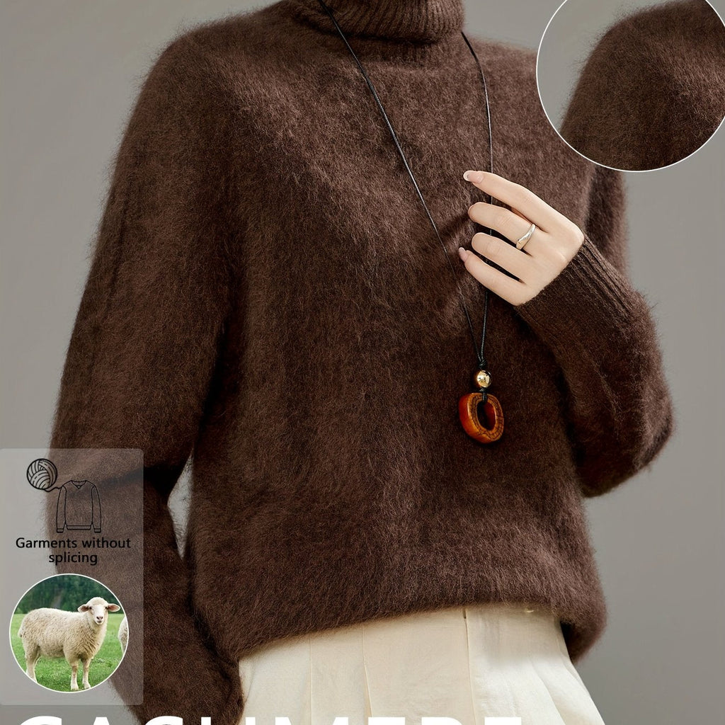 Marceline | Women's Brushed Cashmere Wool Turtleneck Sweater