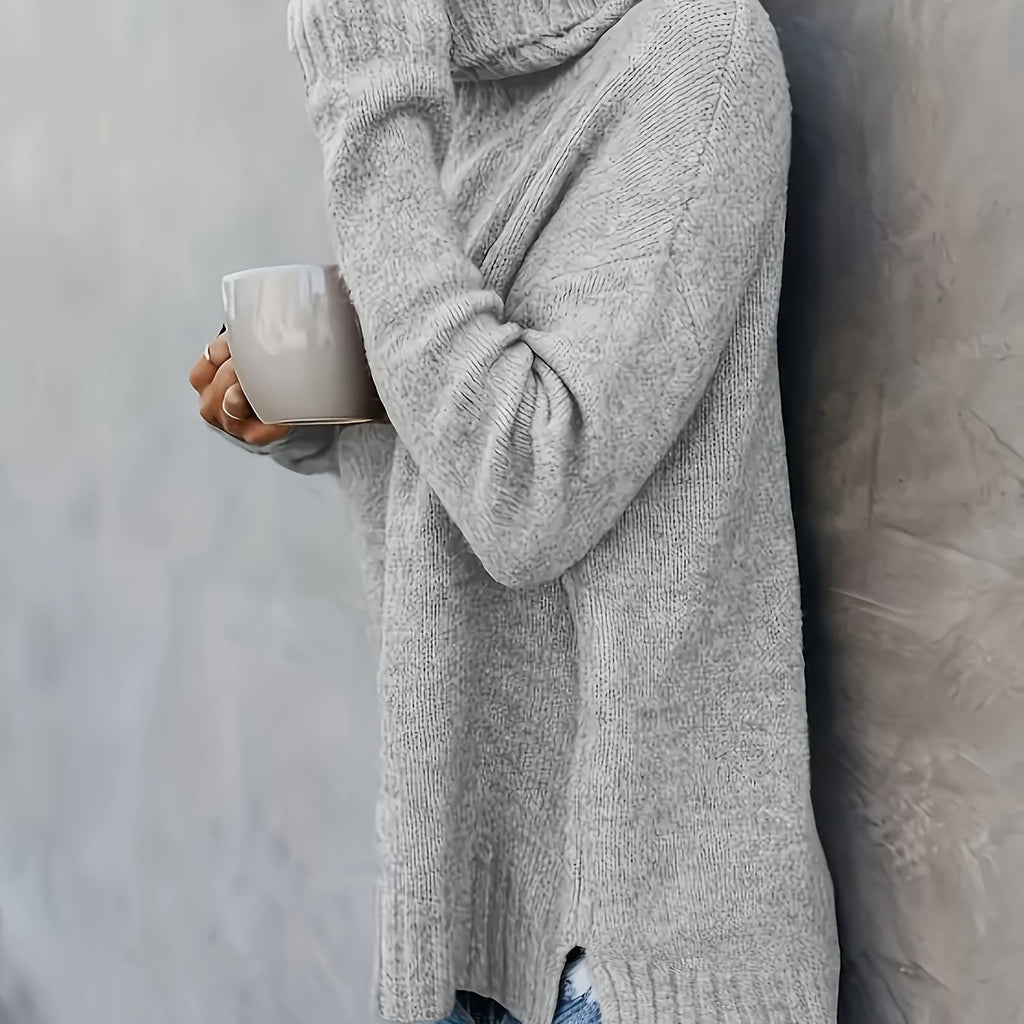 Marlowe | Women's Cowl Turtleneck Sweater with Split Hem Cuffs