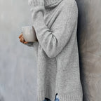 Marlowe | Women's Cowl Turtleneck Sweater with Split Hem Cuffs