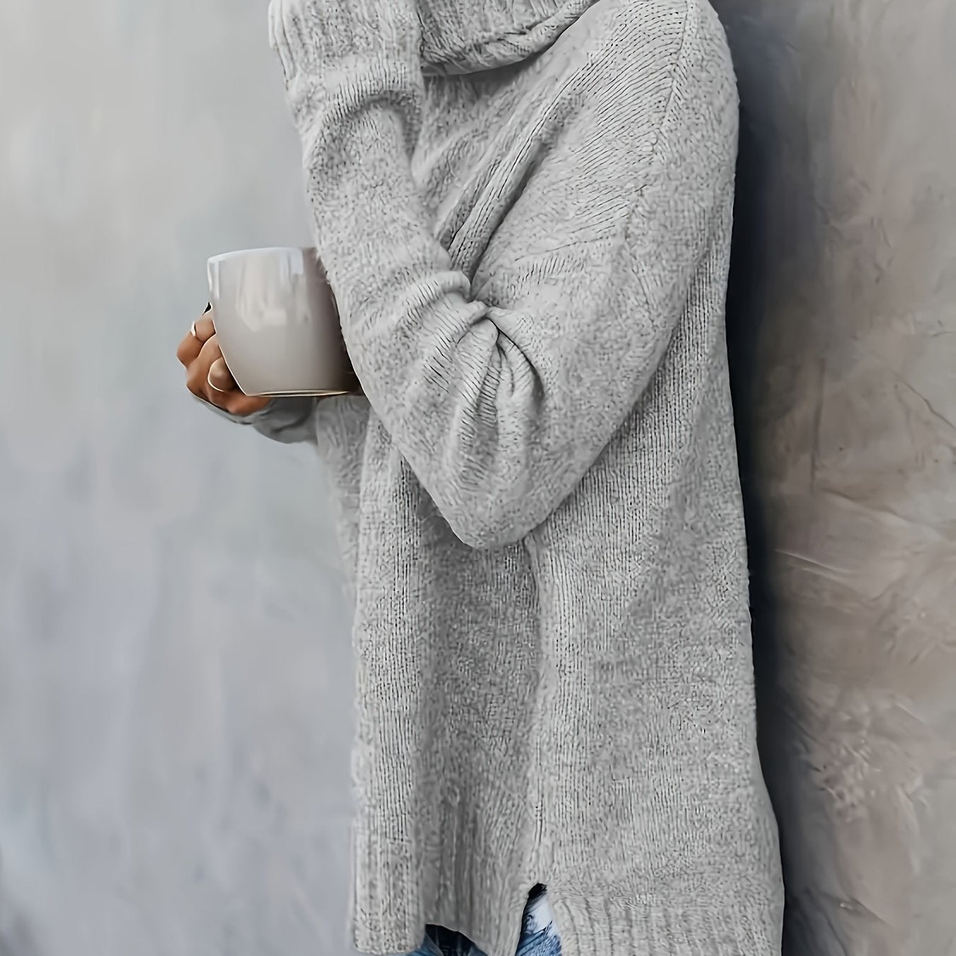 Marlowe | Women's Cowl Turtleneck Sweater with Split Hem Cuffs