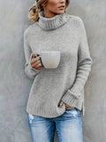 Marlowe | Women's Cowl Turtleneck Sweater with Split Hem Cuffs