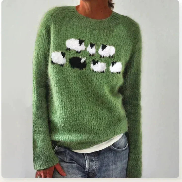 Nadia | Women's Polyester Fair Isle Boat Neck Fall Sweater, Relaxed Knit – Casual