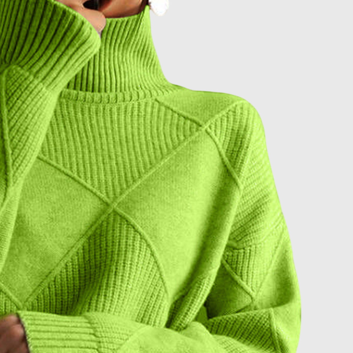 Angela | Women's Roll Neck Sweater with Diagonal Seam Detail