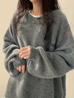 Marigold | Women's Oversized Crew Neck Sweater with Balloon Sleeves