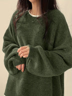Marigold | Women's Oversized Crew Neck Sweater with Balloon Sleeves