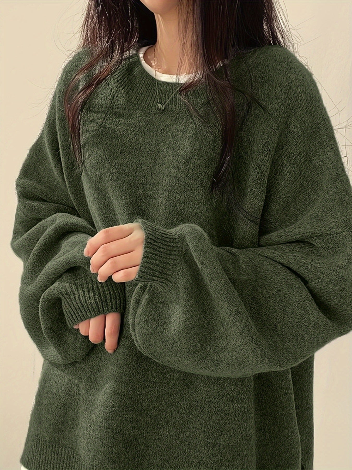 Marigold | Women's Oversized Crew Neck Sweater with Balloon Sleeves
