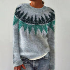 Nadia | Women's Polyester Fair Isle Boat Neck Fall Sweater, Relaxed Knit – Casual