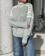 Liah | Women's Nordic Pattern Mock Neck Sweater