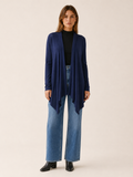 Calista | Long Cardigan with Open Front and Draped Hem