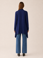 Calista | Long Cardigan with Open Front and Draped Hem