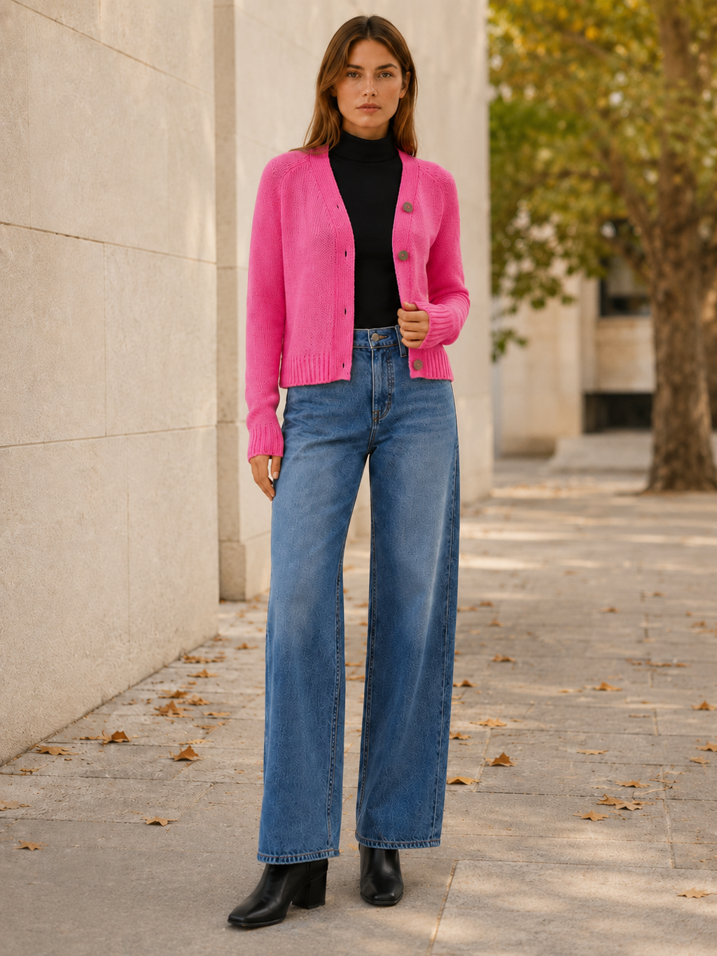 Corinne | Cropped Cardigan with V-Neck and Raglan Sleeves
