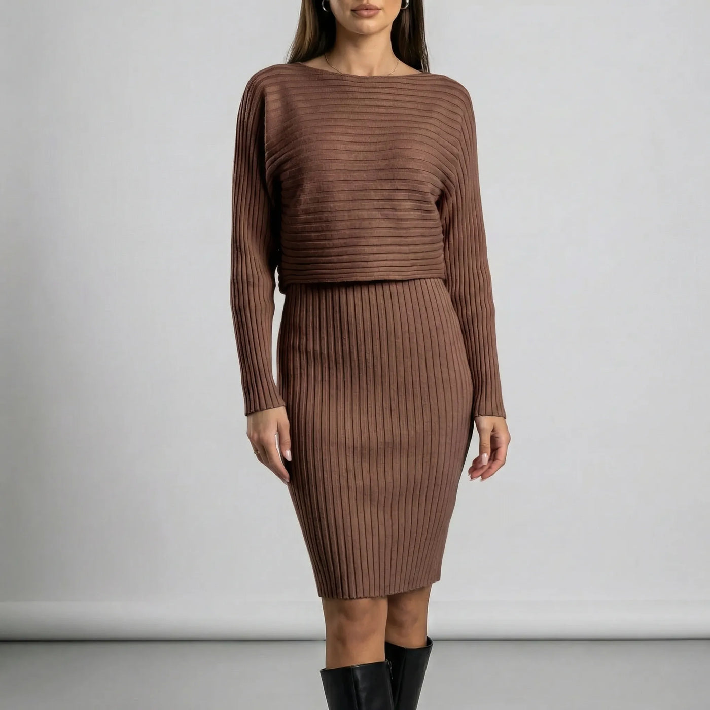 Women’s Two-Piece Knit Set with Cropped Sweater - Crawleigh
