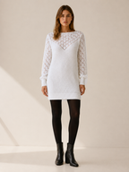 Cressida | Jumper Dress with Boat Neck and Openwork Detail