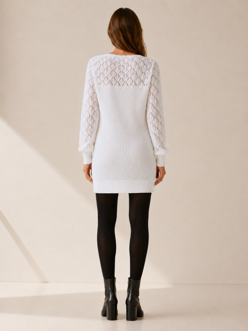 Cressida | Jumper Dress with Boat Neck and Openwork Detail