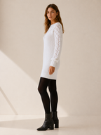 Cressida | Jumper Dress with Boat Neck and Openwork Detail
