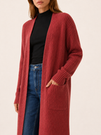 Delphine | Long Cardigan with Open Front and Pockets