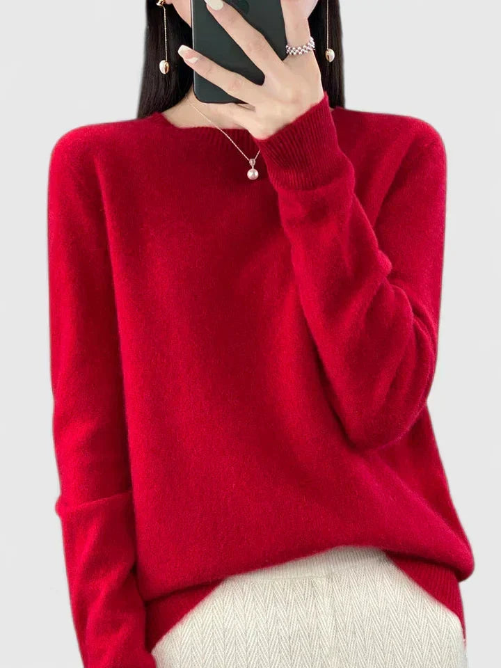 Rizalinda | Women's Crew Neck Wool Knit Sweater