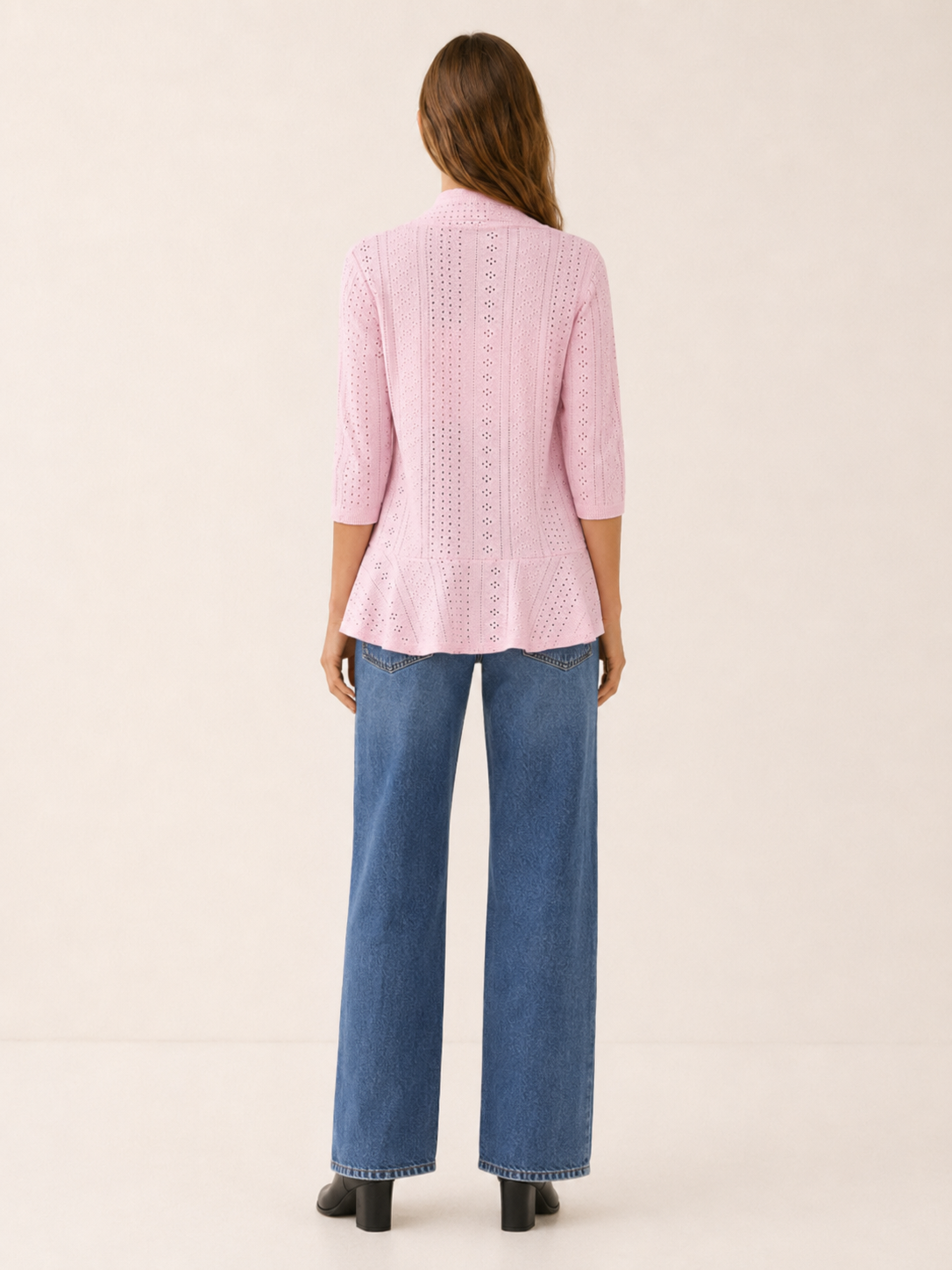Eira | Open Front Cardigan with Eyelet Detail