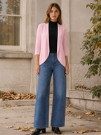 Eira | Open Front Cardigan with Eyelet Detail