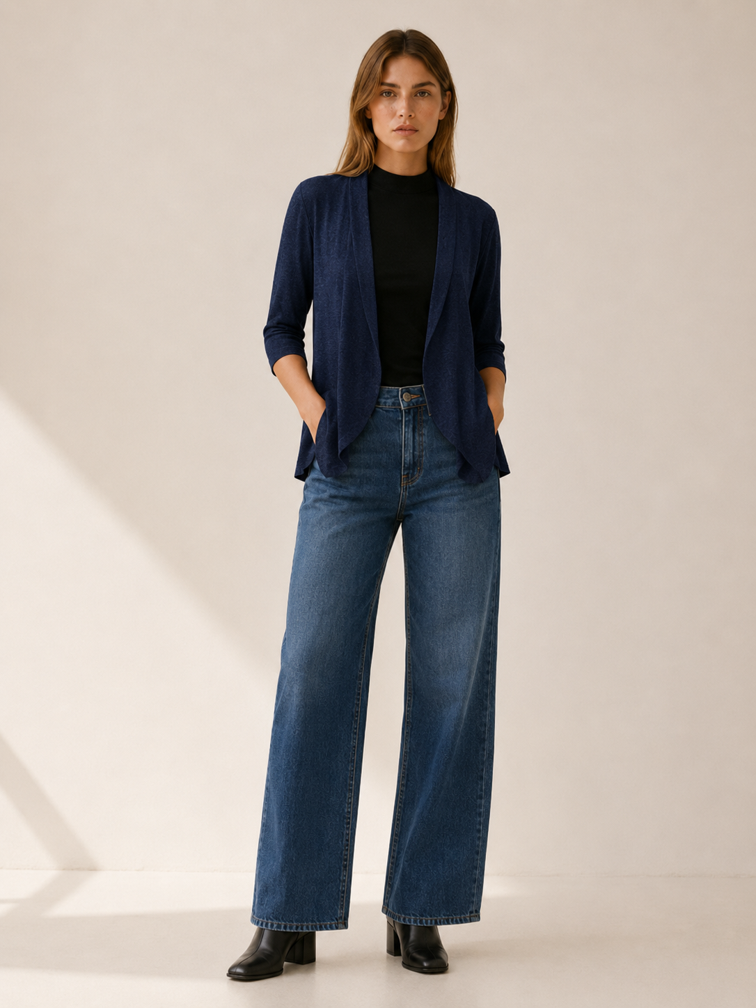Eira | Open Front Cardigan with Eyelet Detail