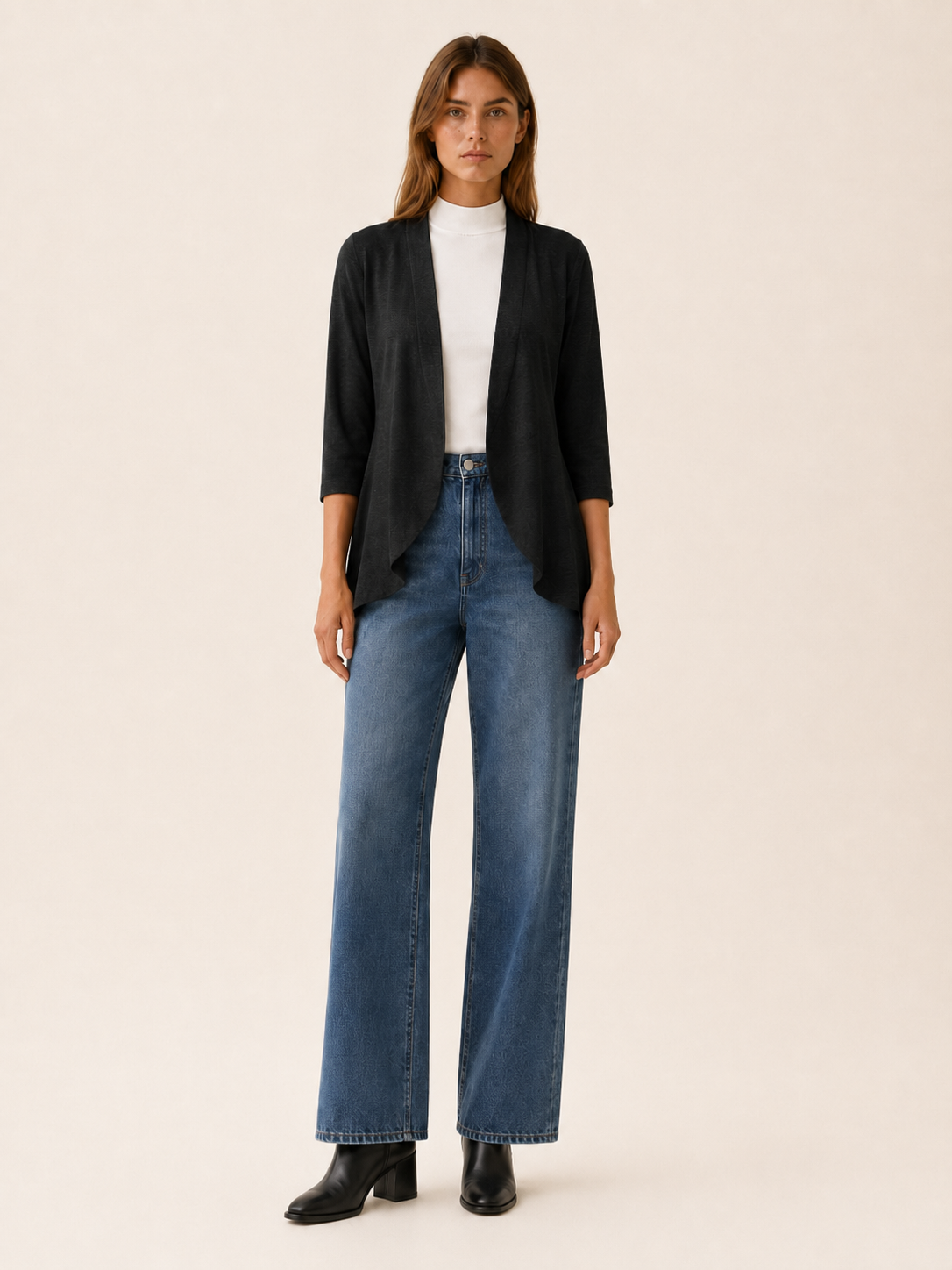 Eira | Open Front Cardigan with Eyelet Detail