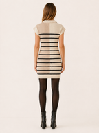 Eiravelle | Sweater Dress with Quarter Zip and Striped Design