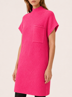 Elarwyn | Sweater Dress with Short Sleeves and High Neck