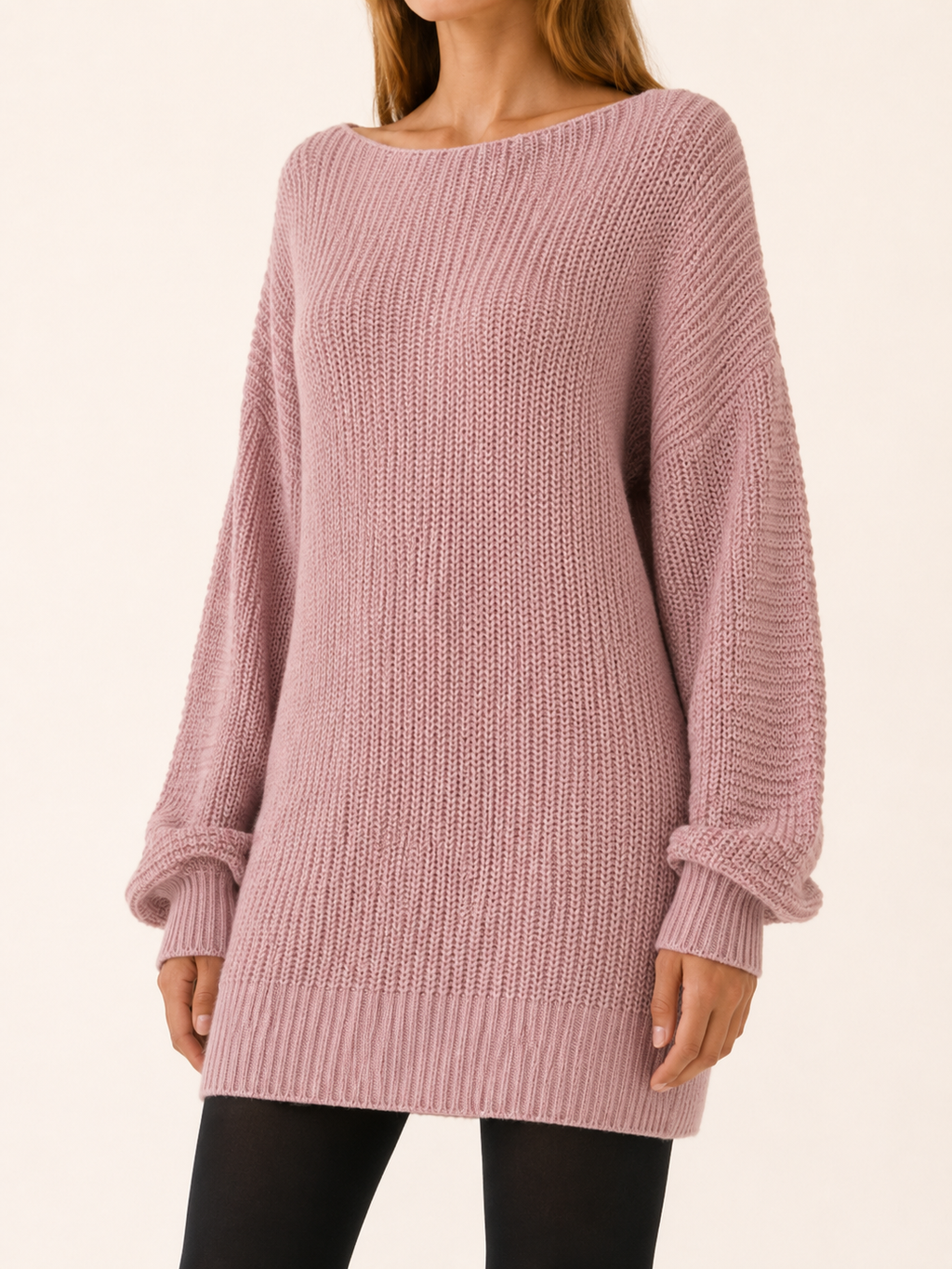Elowra | Sweater Dress with Boat Neck and Long Sleeves