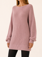 Elowra | Sweater Dress with Boat Neck and Long Sleeves