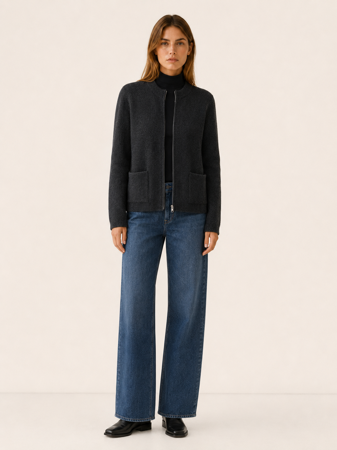 Evadelle | Women's Zip Through Knitted Cardigan