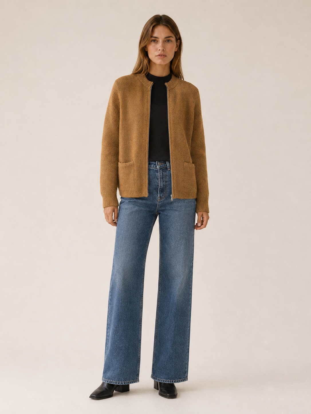 Evadelle | Women's Zip Through Knitted Cardigan