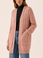 Evania | Long Cardigan with Open Front and Pockets
