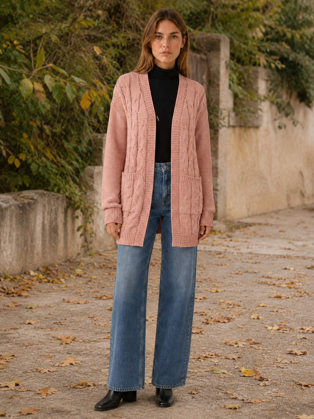 Evania | Long Cardigan with Open Front and Pockets