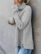 Marlowe | Women's Cowl Turtleneck Sweater with Split Hem Cuffs