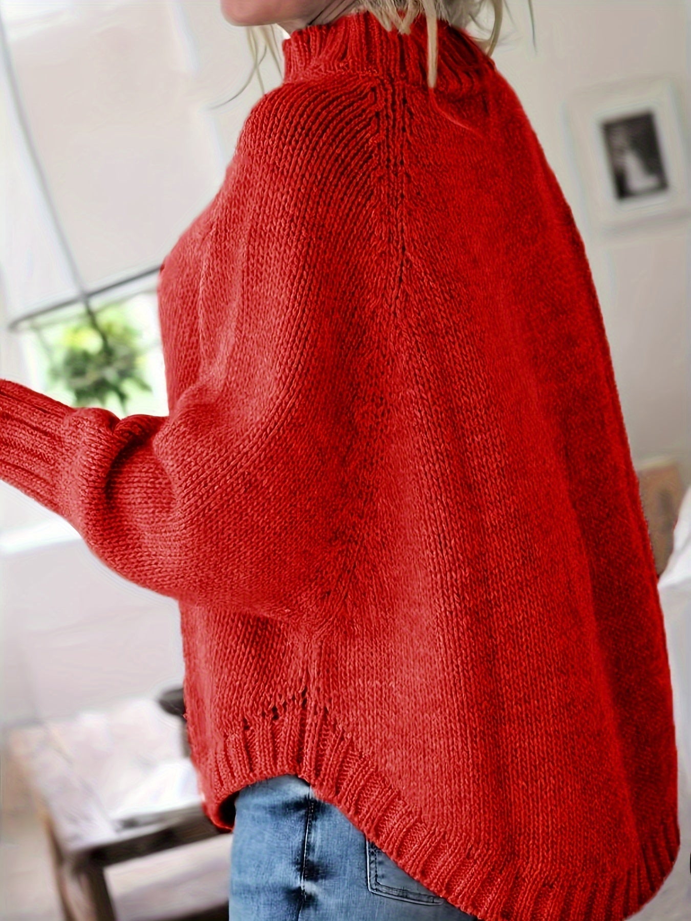 Petra | Women's Wool Cable Knit High Neck Sweater with Flared Hem