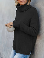 Marlowe | Women's Cowl Turtleneck Sweater with Split Hem Cuffs