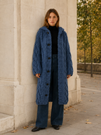 Fervienne | Long Cardigan Sweater with Hood and Button Front