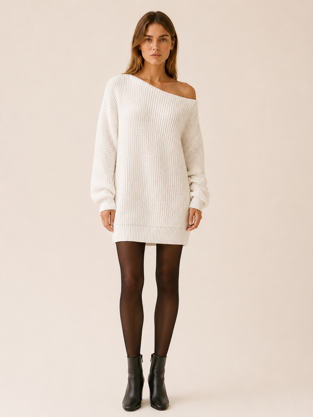 Fiora | Jumper Dress with Bardot Neckline and Mini Fit