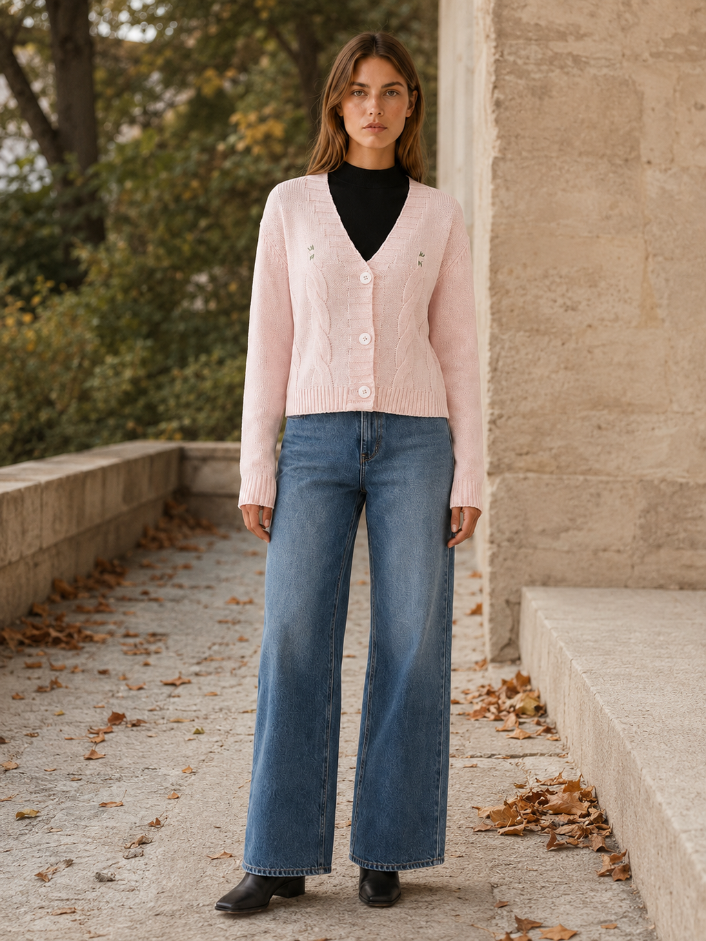 Gaia | Cropped Cardigan with V-Neck and Button Front