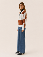 Ilaria | V-Neck Cardigan with Plaid Pattern and Button Front