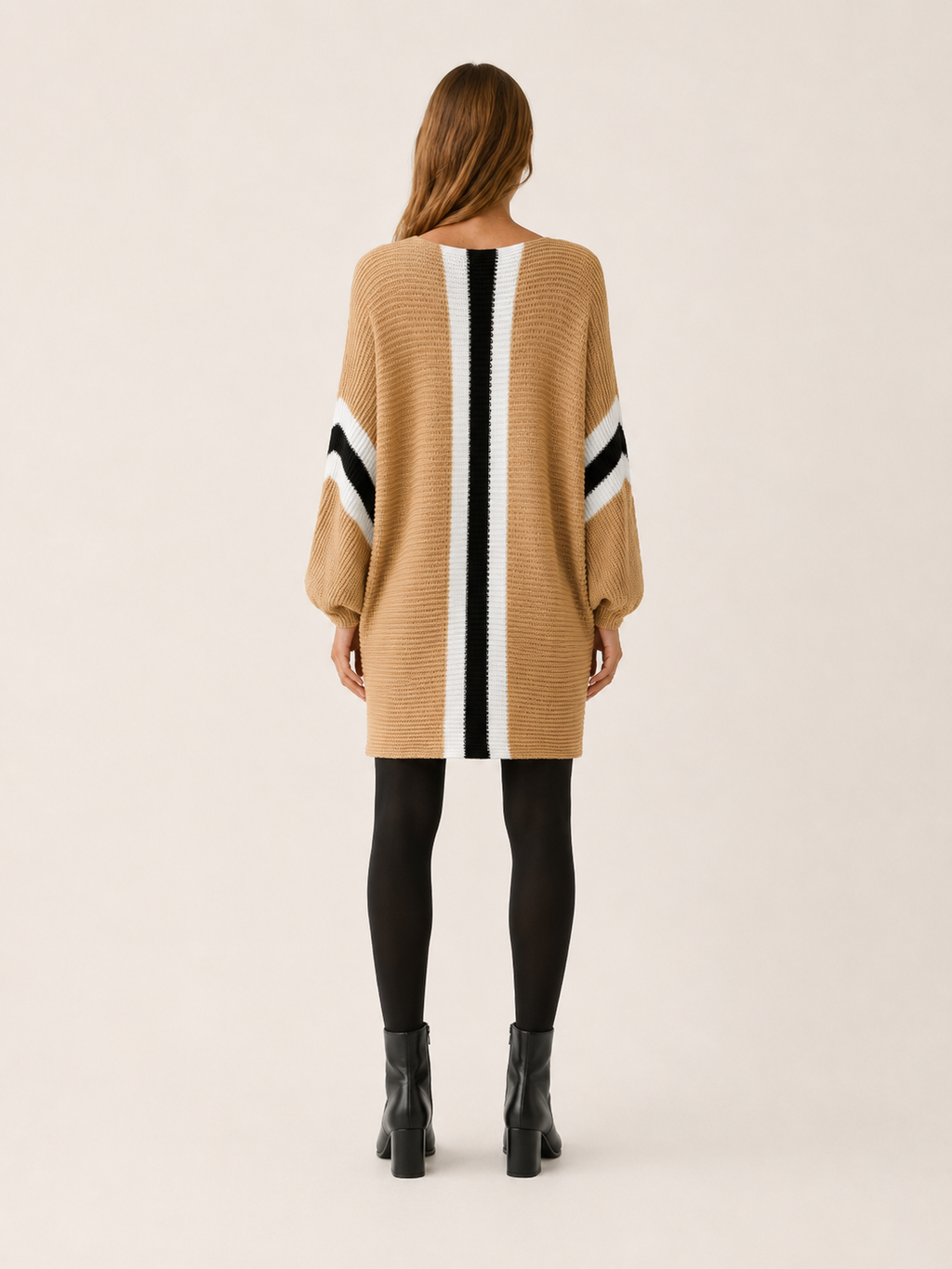 Ione | Jumper Dress with Colour-Block Detail and Batwing Sleeves
