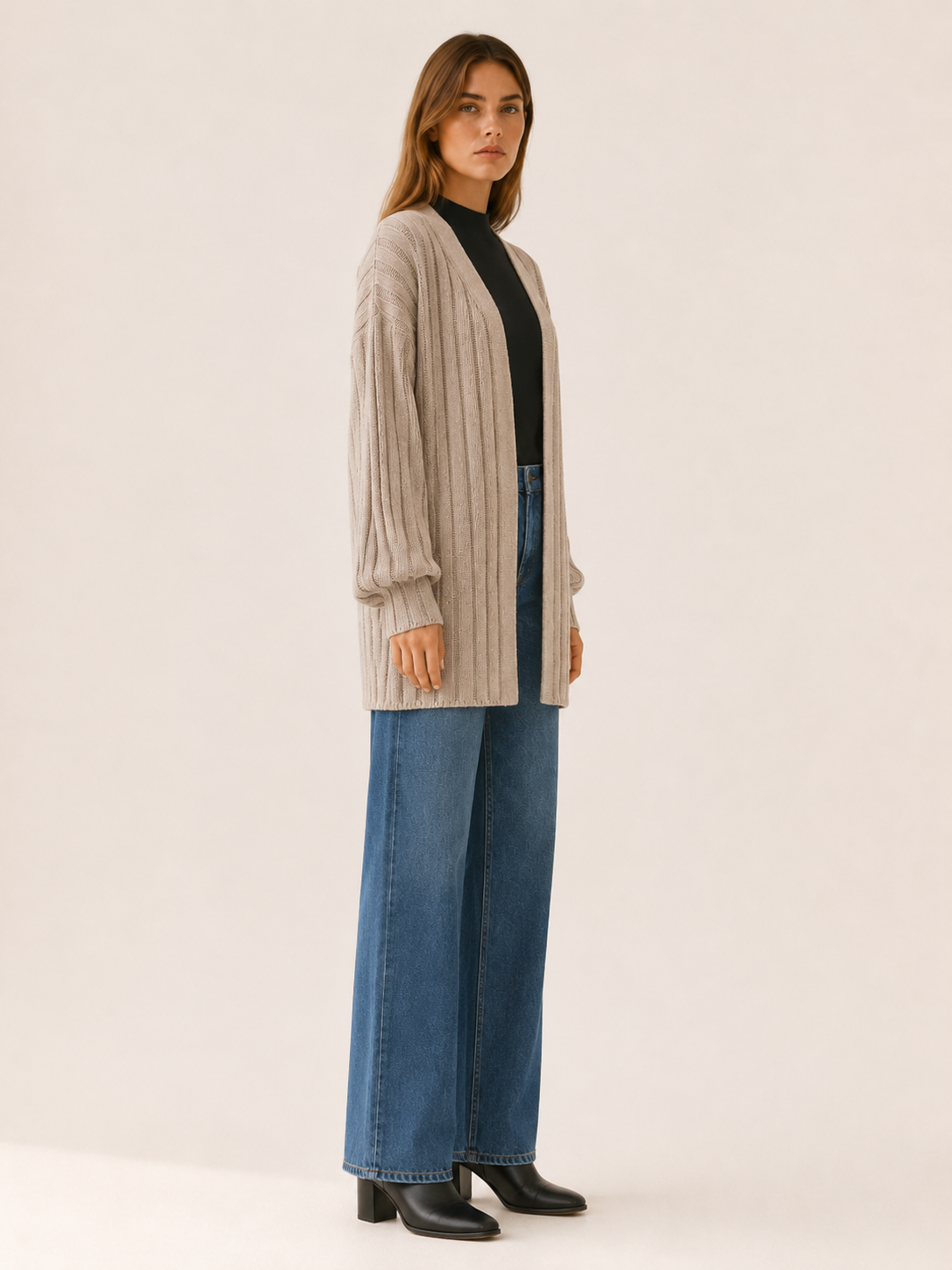 Isolde | Long Cardigan with Open Front and Pockets