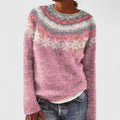 Yvanderrah | Women's Fair Isle Fuzzy Knit Crew Neck Sweater