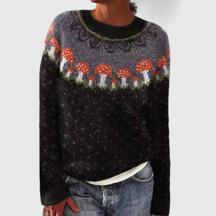 Yvanderrah | Women's Fair Isle Fuzzy Knit Crew Neck Sweater