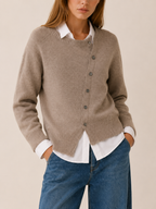 Kendra | Asymmetric Cardigan with Button Front and Draped Hem