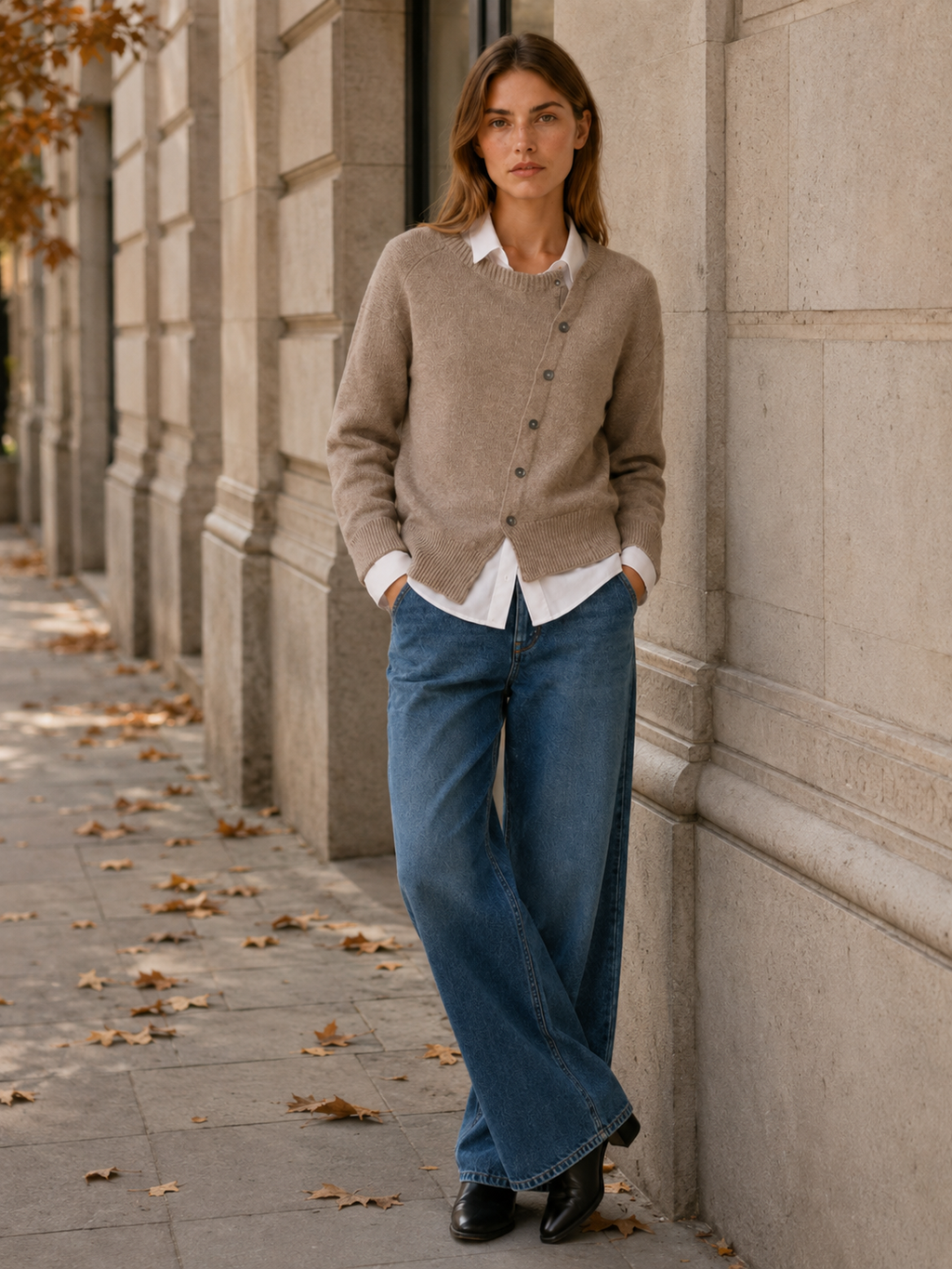 Kendra | Asymmetric Cardigan with Button Front and Draped Hem