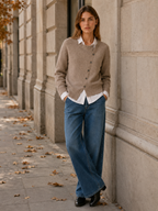 Kendra | Asymmetric Cardigan with Button Front and Draped Hem