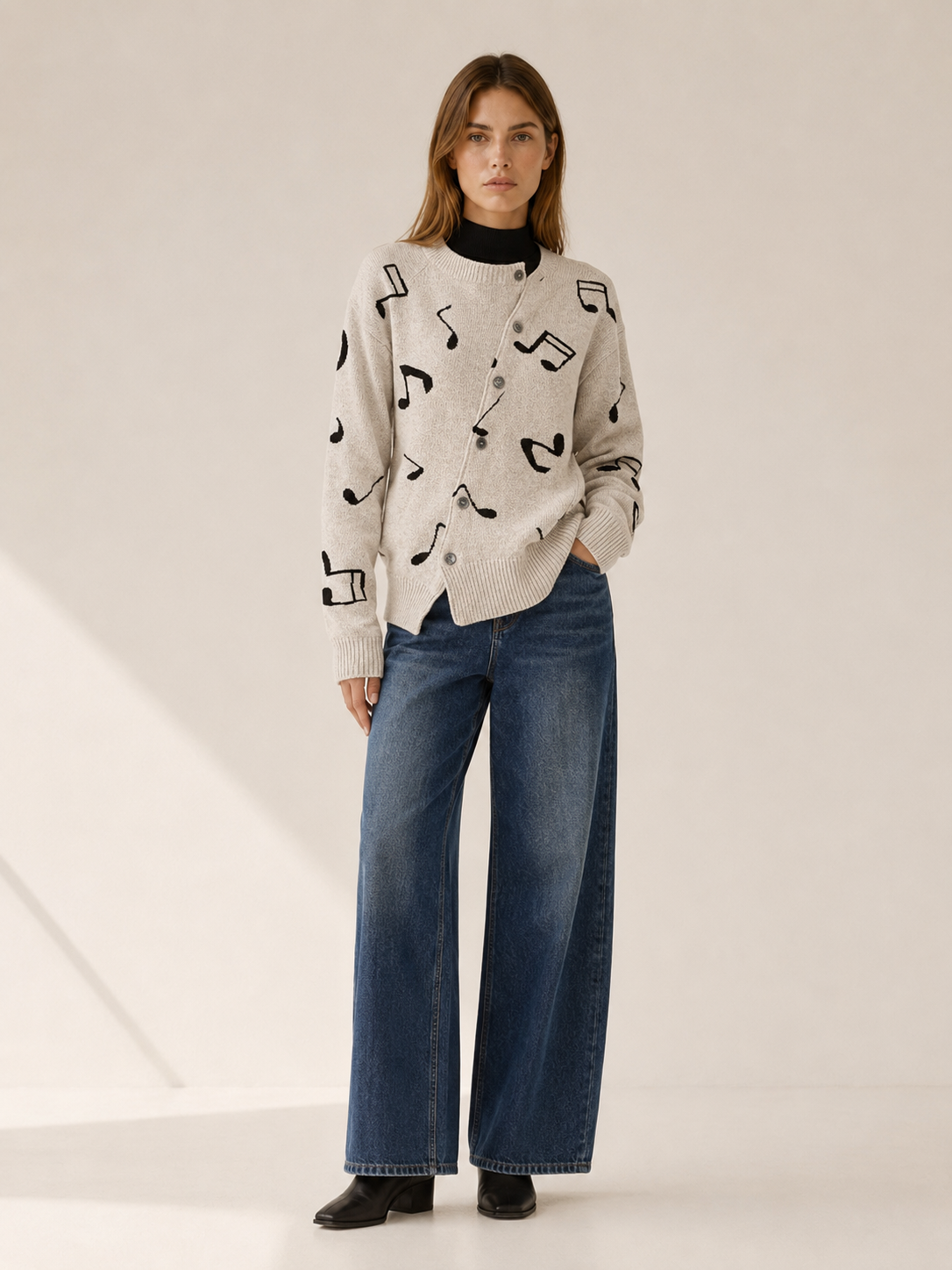 Kendra | Asymmetric Cardigan with Button Front and Draped Hem