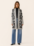 Lisette | Long Cardigan with Leopard Print and Open Front