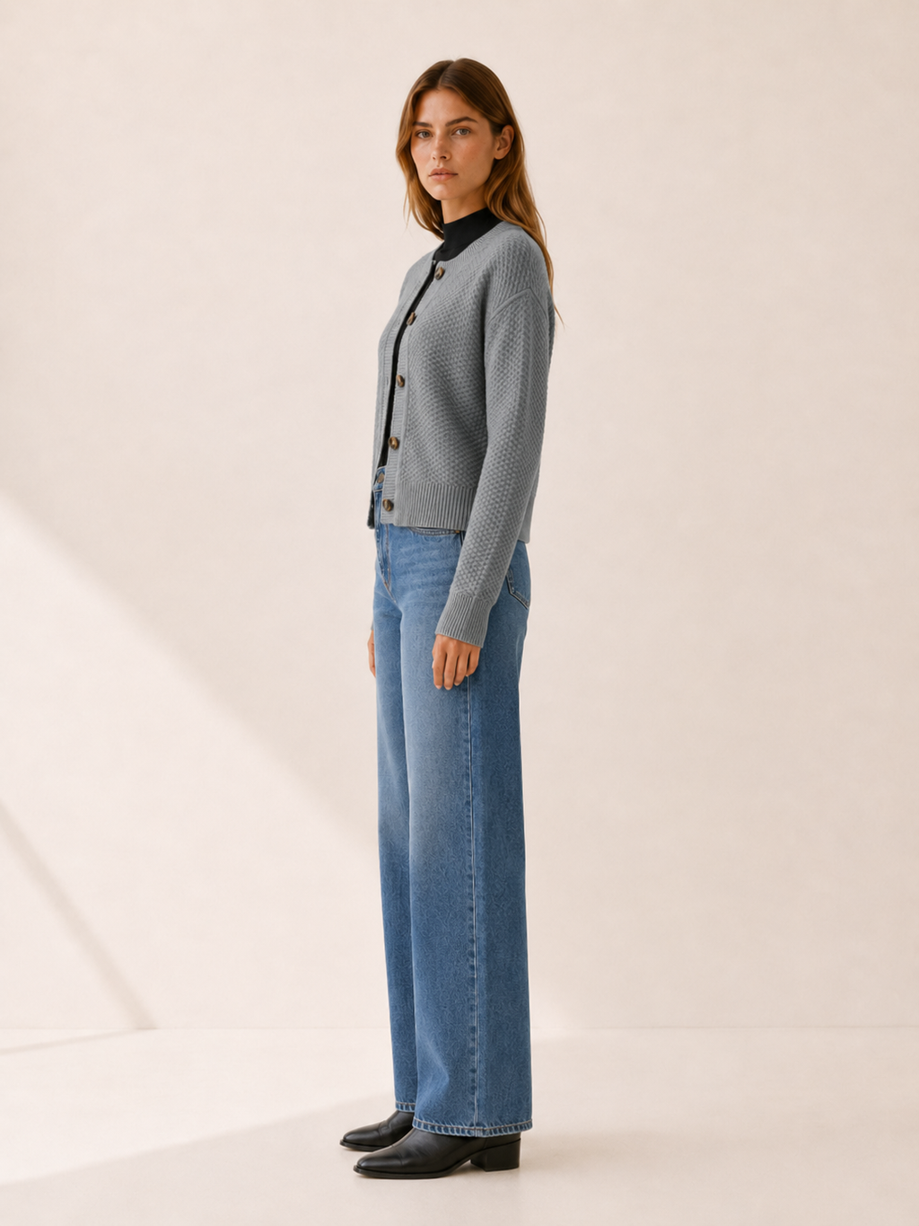 Lucinda | Cardigan with Button Front and Textured Detail